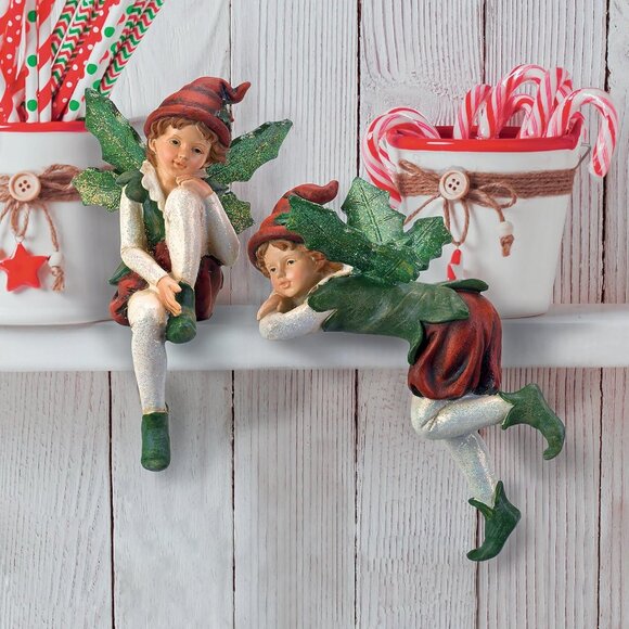 Christmas Decorations - Emmanuel, Santa's Xmas Elf Shelf Sitter Holiday Statue - Picture 5 of 6